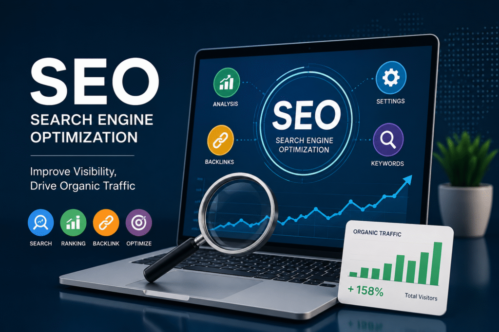 SEO, AEO, GEO and AIO course at LeLogix Digital in Greater Noida covering search engine optimization, answer engine optimization, generative engine optimization, AI optimization, keyword research, backlinks, and organic traffic growth.